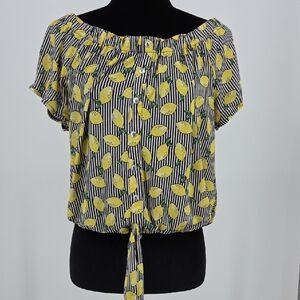 Lily White Lemon Print Off-Shoulder Blouse
